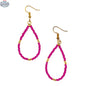 Tear drop seed bead earrings with gold accents by Suzie Blue Canada, featuring a chic and elegant design.