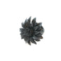 Suzie Blue Canada leather flower ring featuring a detailed, handcrafted leather flower design on a sleek ring band.