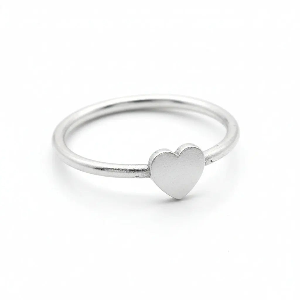 Silver plated heart ring from Suzie Blue Canada featuring a delicate heart design, perfect for daily wear or special occasions.