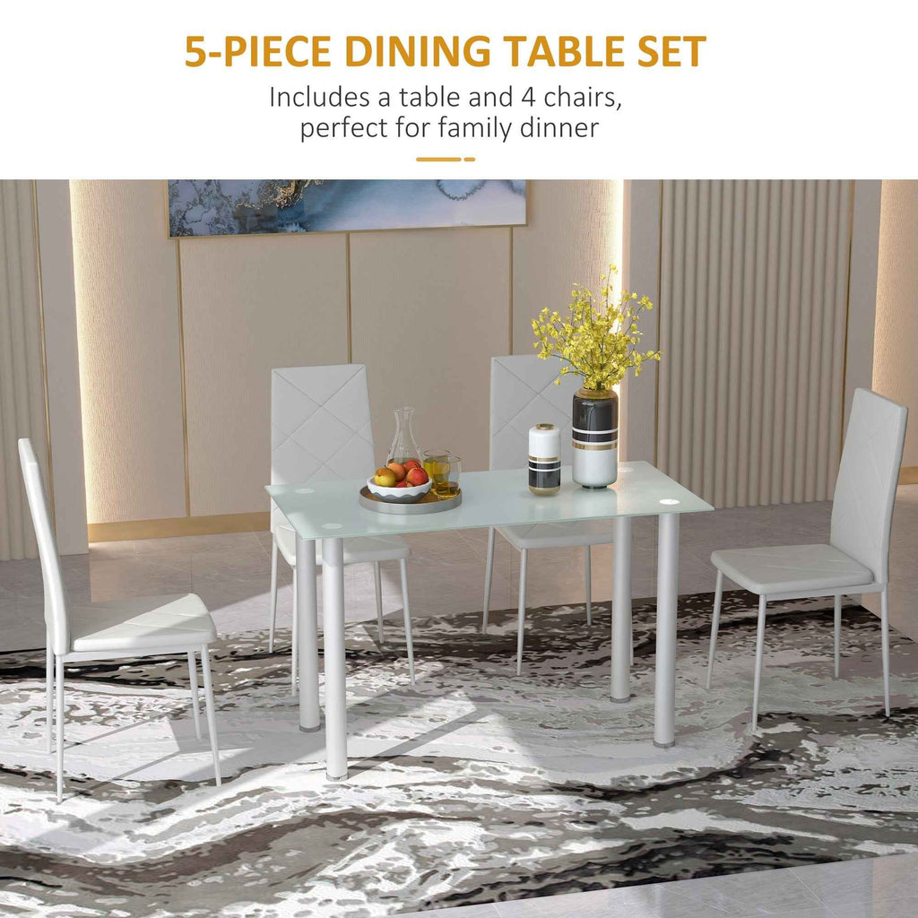 Adam Modern Space-Saving Dining Set for 4-White