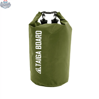 Taiga Board 20L dry bag with adjustable carbon paddle, ideal for water sports and outdoor adventures.