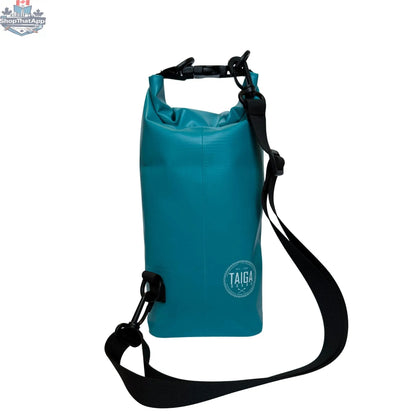 Taiga Board waterproof phone dry bag in 2L size, showing clear plastic material and adjustable strap for secure waterproof protection.