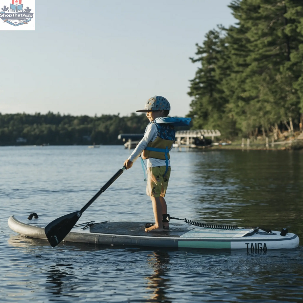 NIBI Paddle Kid adjustable 3-piece paddle set from Taiga Board, designed for children, with lightweight, durable paddles and adjustable features.