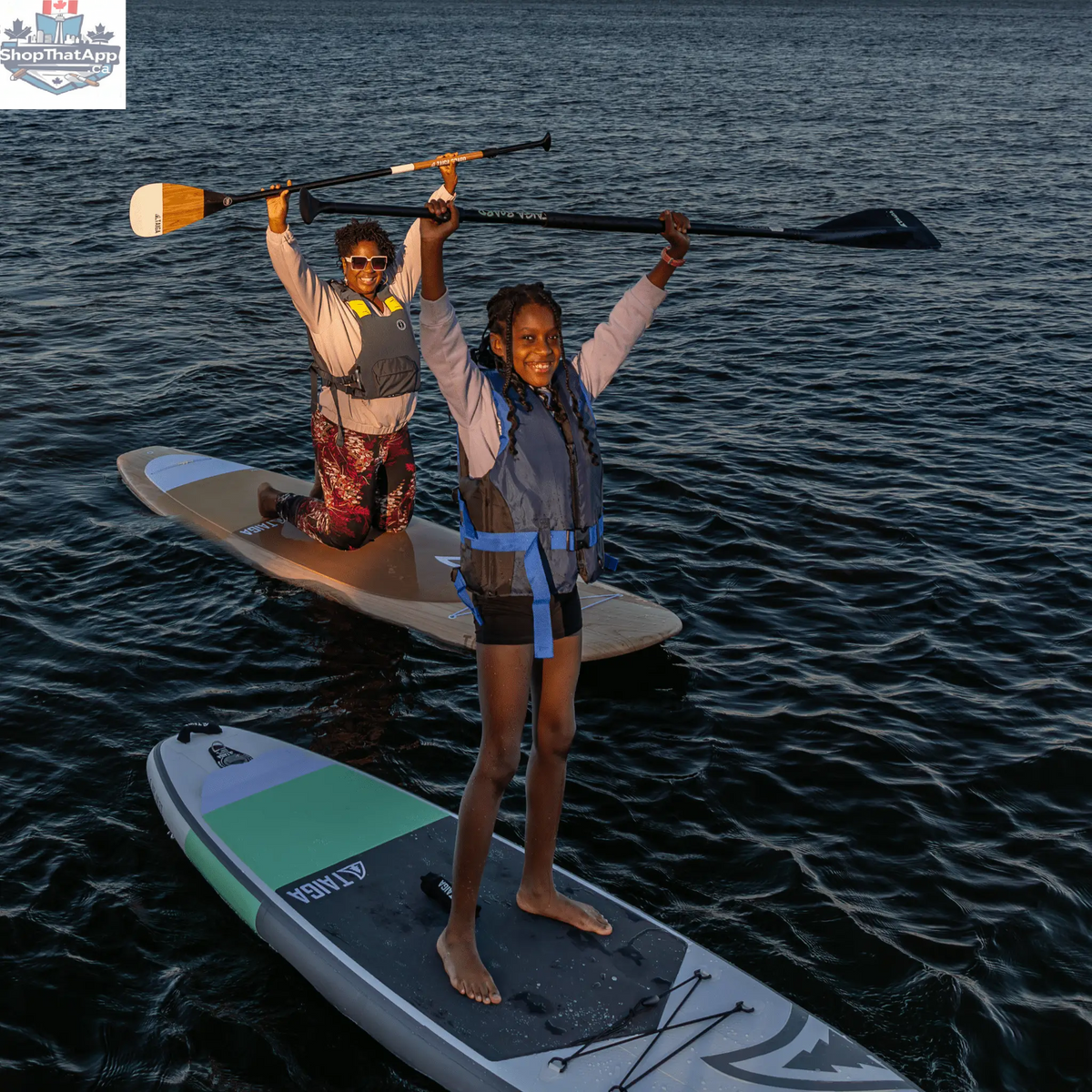 NIBI 8'0'' inflatable paddle board for kids by Taiga Board with complete inflatable SUP kid kit, suitable for young paddlers.
