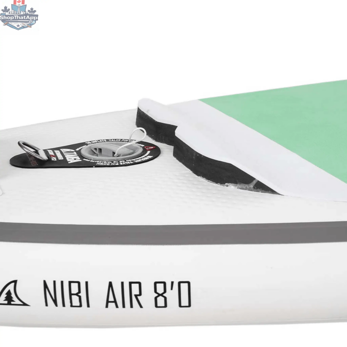 NIBI 8'0" inflatable paddle board for kids by Taiga Board, with complete kid kit and pump, suitable for beginner paddlers.