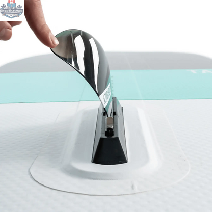 Taiga Board Freestyle 9'10" inflatable SUP paddle board on water, showcasing its sleek design and durable construction.