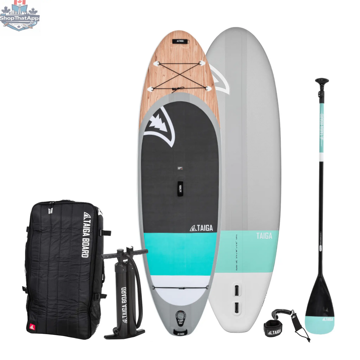 Taiga Board AWEN 10'0'' inflatable SUP paddle board on water, showcasing its sleek design and durable construction for water adventures.