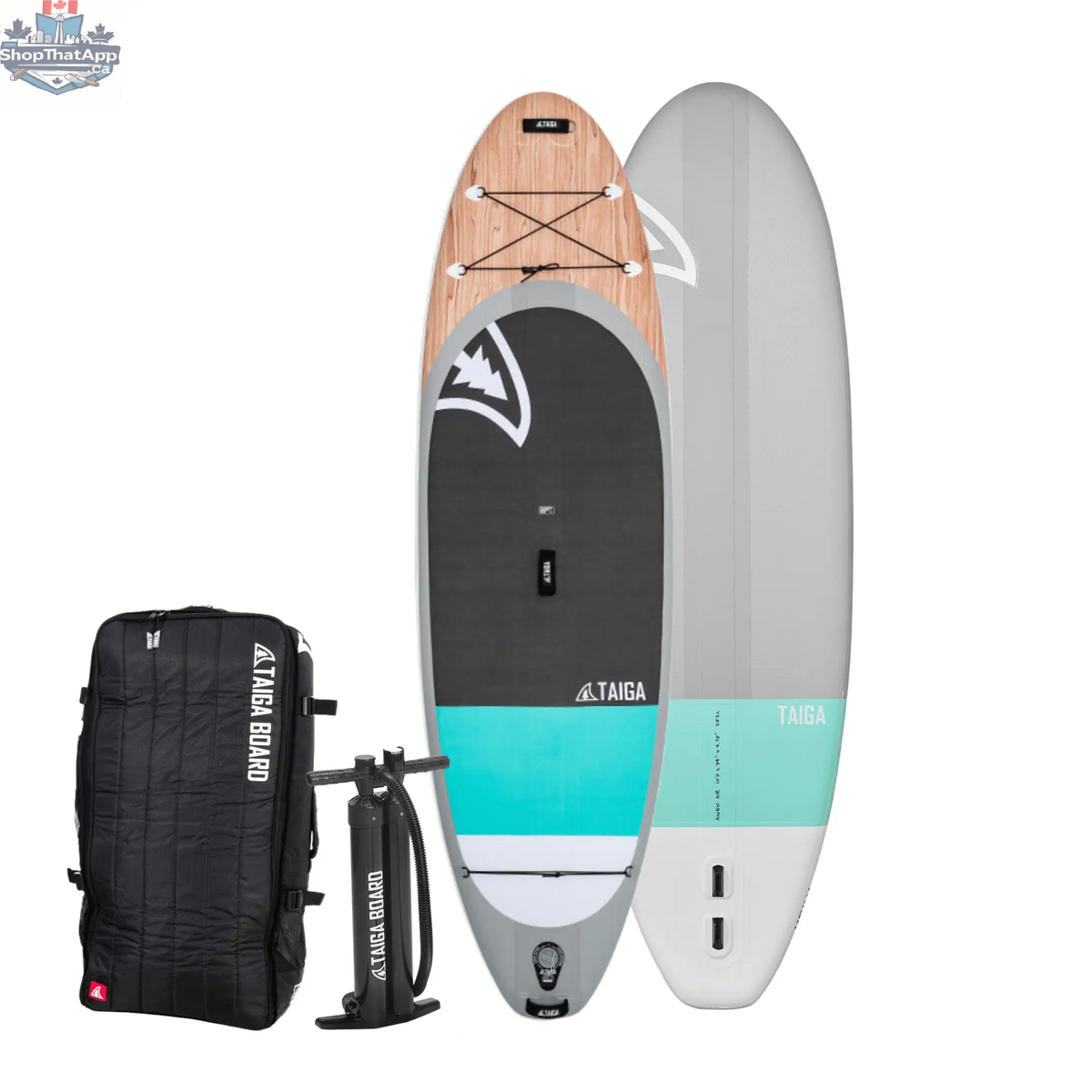 Taiga Board AWEN 10'0" inflatable SUP paddle board on water, showcasing its sleek design and durable construction for water adventures.