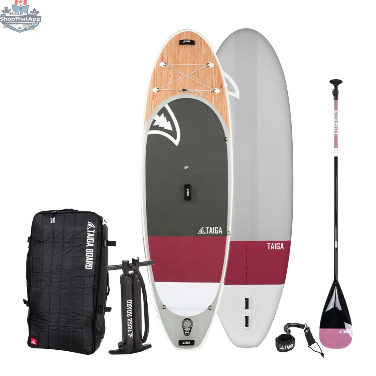 Taiga Board AWEN inflatable 10-foot SUP paddle board on water, showing its sleek design and durable construction.