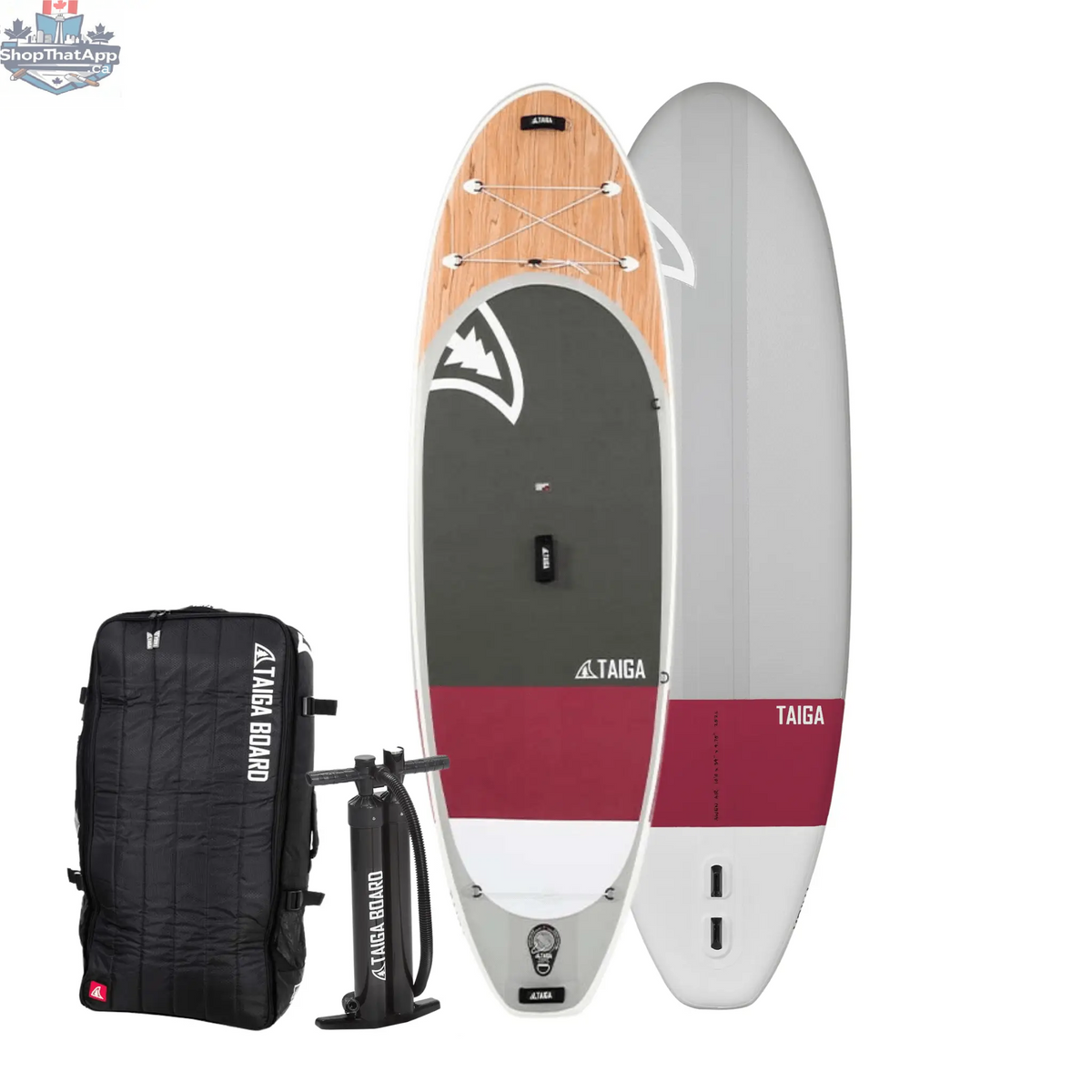 Taiga Board AWEN inflatable paddle board 10'0'' for water adventure, shown fully inflated on water with paddle and accessories.