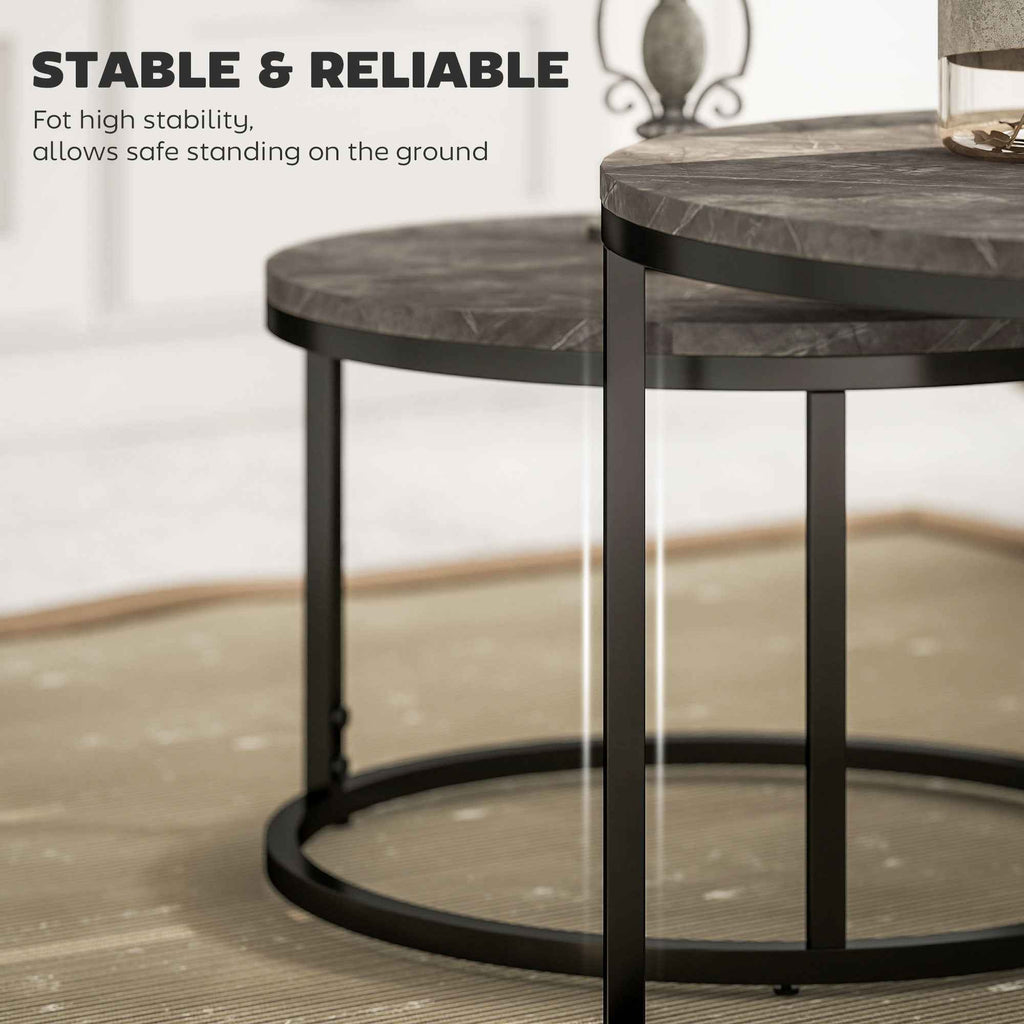 Zephyr Modern Nesting Coffee Table with Faux Marble Top-Grey