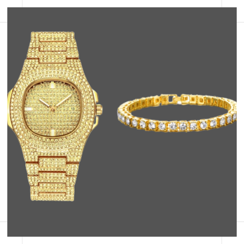 Elegant Gold Tennis Bracelet and Watch Set for Timeless Style