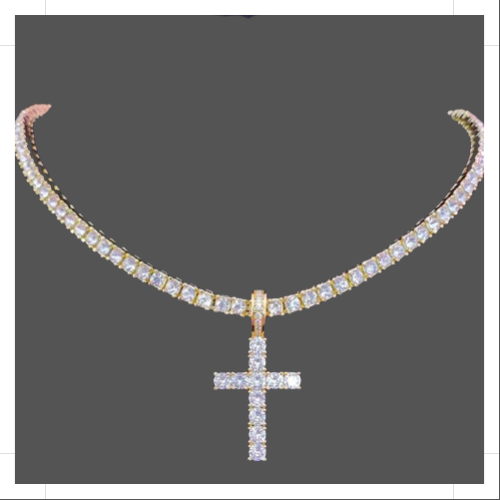 Elevate Your Style with Our Gold Cross Tennis Chain