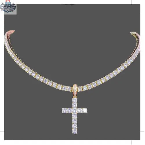 Elevate Your Style with Our Gold Cross Tennis Chain - Shopthatapp.ca