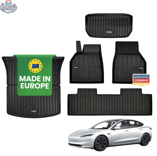 Tesla Model 3 Highland 5-teiliges Premium Gummimattenset Tessi® Greenline 75% Recycling Material - Shopthatapp.ca