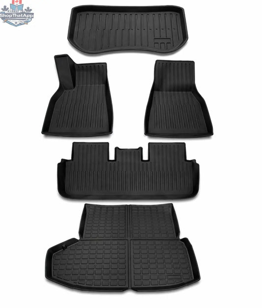 Model S 2022-2026 Gummimatten 5-Teilig Komplettset Fußmatten, Frunk und Trunk - Shopthatapp.ca