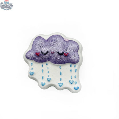 Raincloud bath and body decor with face, whimsical cloud design, perfect for playful bathroom or home accents by The Bomb Bar Canada.