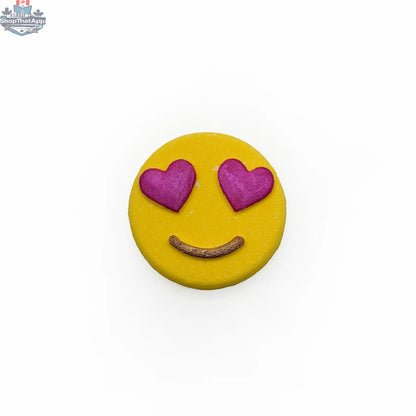 Mini Heart Eyes Emoji bath bomb by The Bomb Bar Canada, featuring a cute heart-eyed emoji design for relaxing bath time.