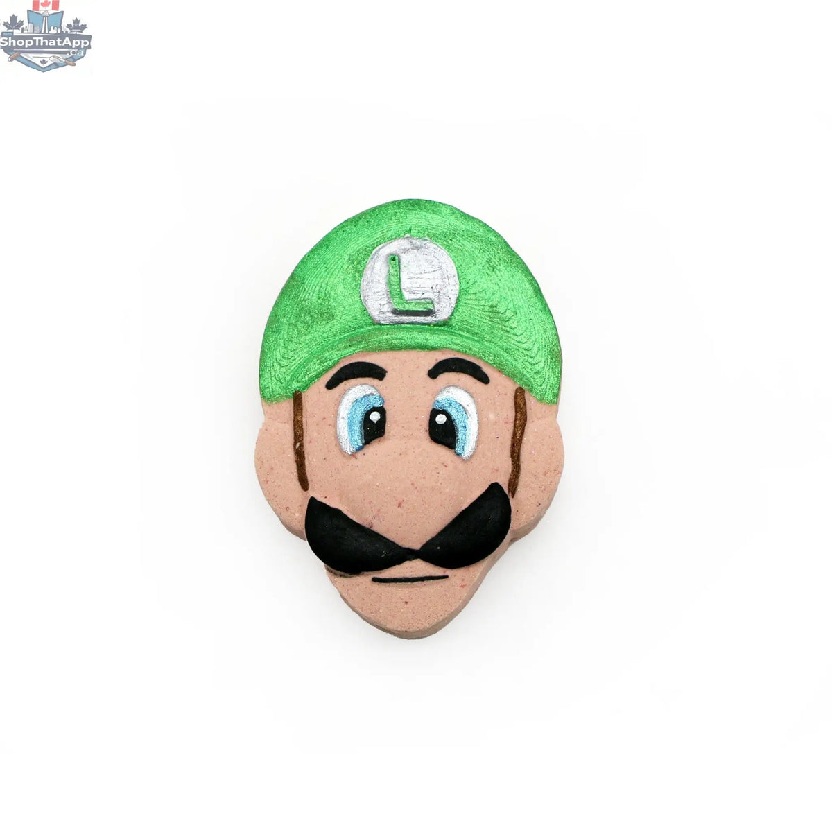 Mystic Shroom Greeny bath bomb by The Bomb Bar Canada featuring a Luigi-themed mushroom design for a magical bath experience.