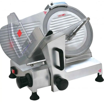 Commercial 10-inch deli meat slicer from The Canada Popcorn Company, featuring stainless steel blades and NSF, ETL certified.
