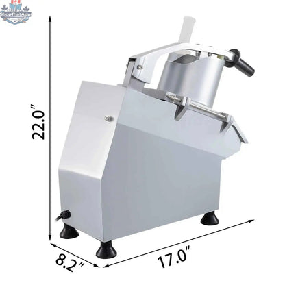 Commercial food processor cutter and slicer by The Canada Popcorn Company, high-efficiency vegetable and fruit processing machine.
