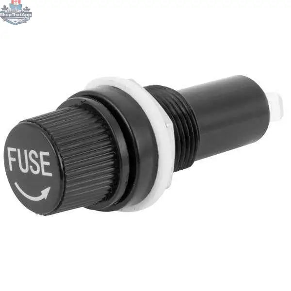 Fuse holder part for cotton candy machines and hot dog rollers, compatible with The Canada Popcorn Company equipment.