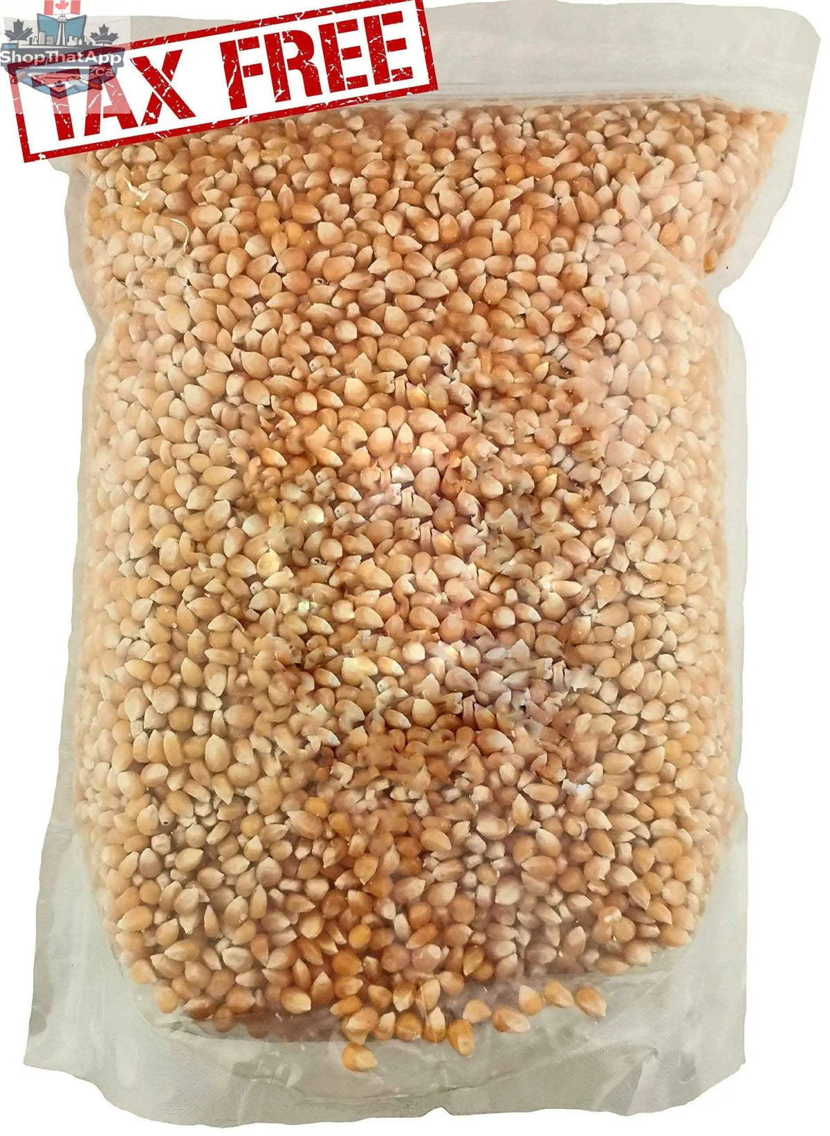Bulk mushroom popcorn kernels from The Canada Popcorn Company in a 10lb bag, ideal for premium popping supplies.