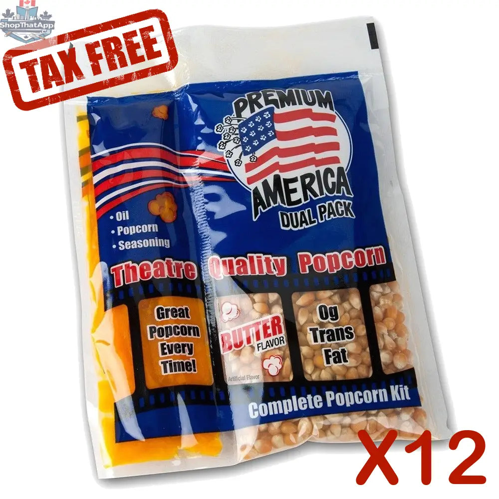 Two packs of 16oz Great Western supplies from The Canada Popcorn Company, featuring 12 packages in a dual pack set.