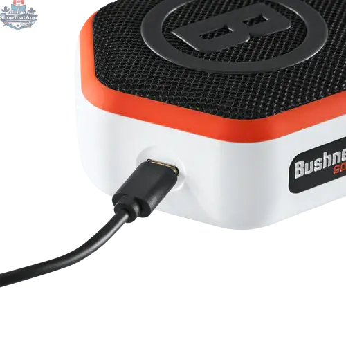 Bushnell Wingman Mini GPS Speaker for golf, compact device with built-in GPS and Bluetooth for outdoor music and course navigation.