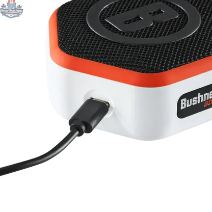 Bushnell Wingman Mini GPS Speaker for golf, compact device with built-in GPS and Bluetooth for outdoor music and course navigation.