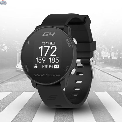 Shot Scope G4 golf watch by The Golfather Ltd. featuring GPS tracking and sleek design for improved golf performance.