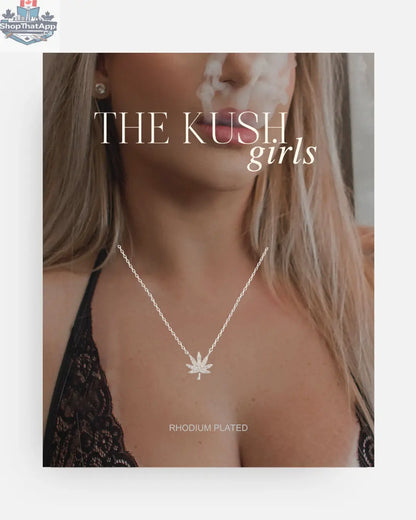 Silver cannabis leaf necklace featuring a detailed cannabis leaf pendant on a chain, from The Kush Girls.