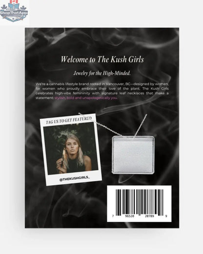 Silver cannabis leaf necklace featuring a detailed marijuana leaf pendant, stylish accessory by The Kush Girls.
