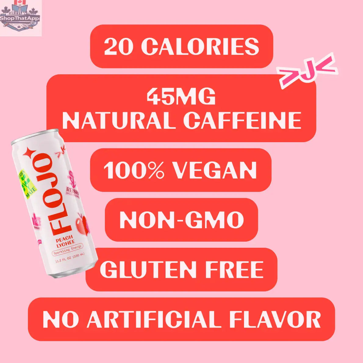 FLOJO Peach Lychee - Refreshing Fruit-Inspired Beverage - Shopthatapp.ca