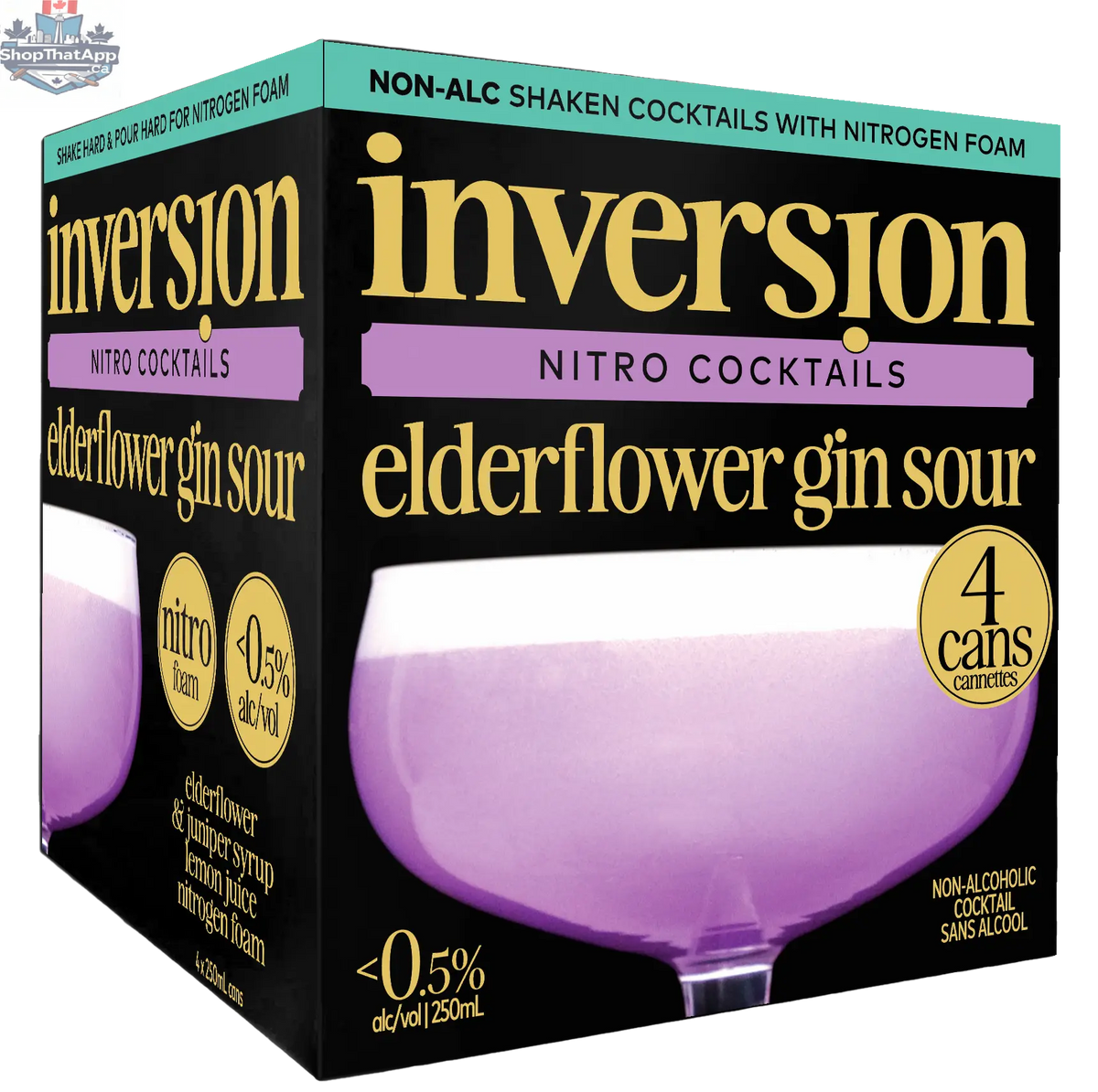 Inversion Nitro Cocktails - Transfusion Recovery Cocktail with Elderflower Gin Sour - Shopthatapp.ca