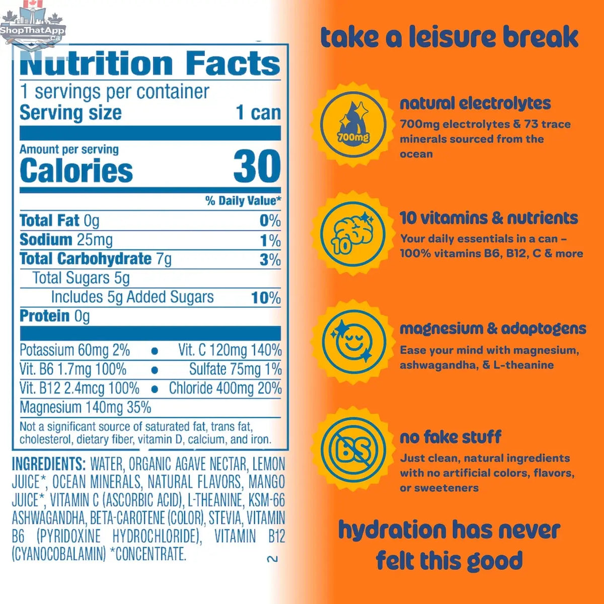 Leisure Hydration Tropical Mango - Refreshing Tropical Mango Hydration Drink - Shopthatapp.ca
