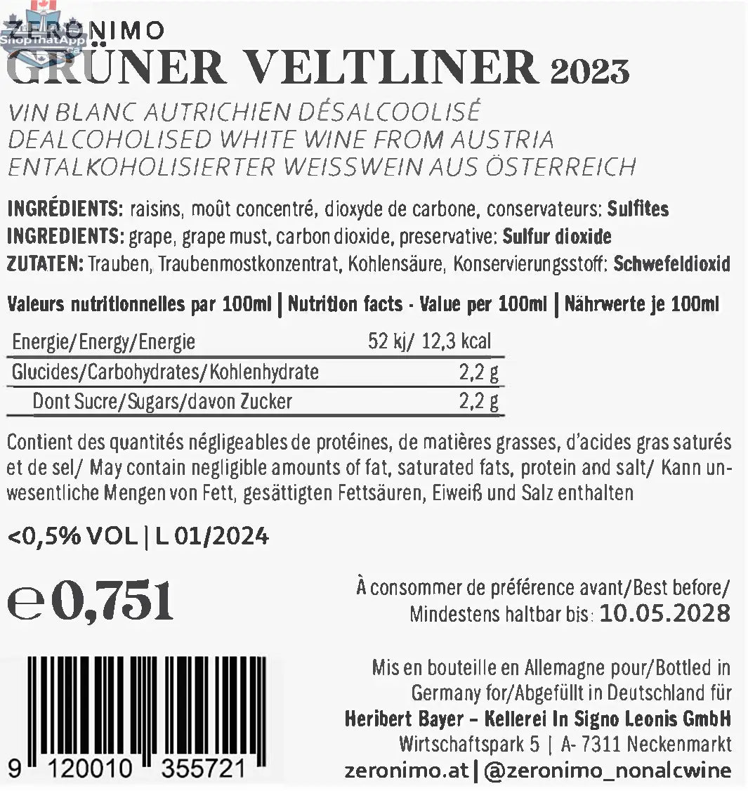 Zeronimo Grüner Veltliner Wine - Discover the Best of Austrian White Wine - Shopthatapp.ca