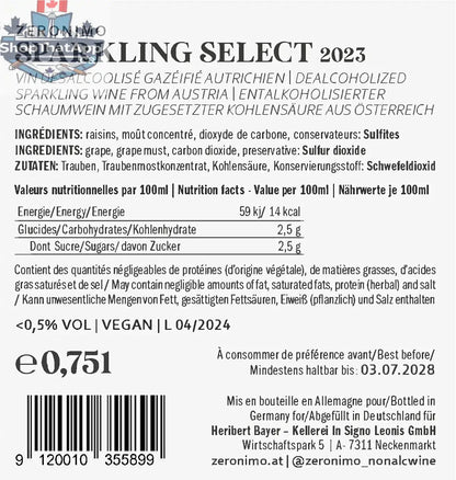 Zeronimo Sparkling Select - Premium Sparkling Beverage - Shopthatapp.ca