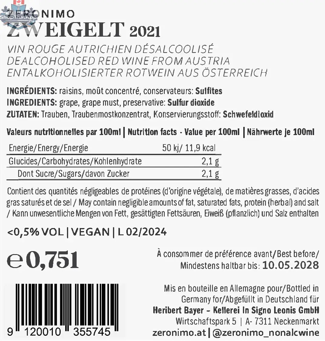 Zeronimo Zweigelt Wine - Premium Austrian Red Wine Experience - Shopthatapp.ca