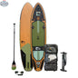 Green Sequoia 11' inflatable paddleboard by The Wild Tribe, designed as a versatile canoe for water adventures.