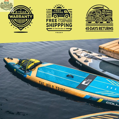 Columbia inflatable paddleboard S 12'6 in blue with hybrid carbon paddle and wheeled bag by The Wild Tribe