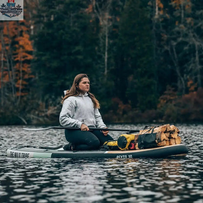 Inflatable Peyto 10-foot paddleboard by The Wild Tribe, lightweight and durable for water adventures on lakes and rivers.