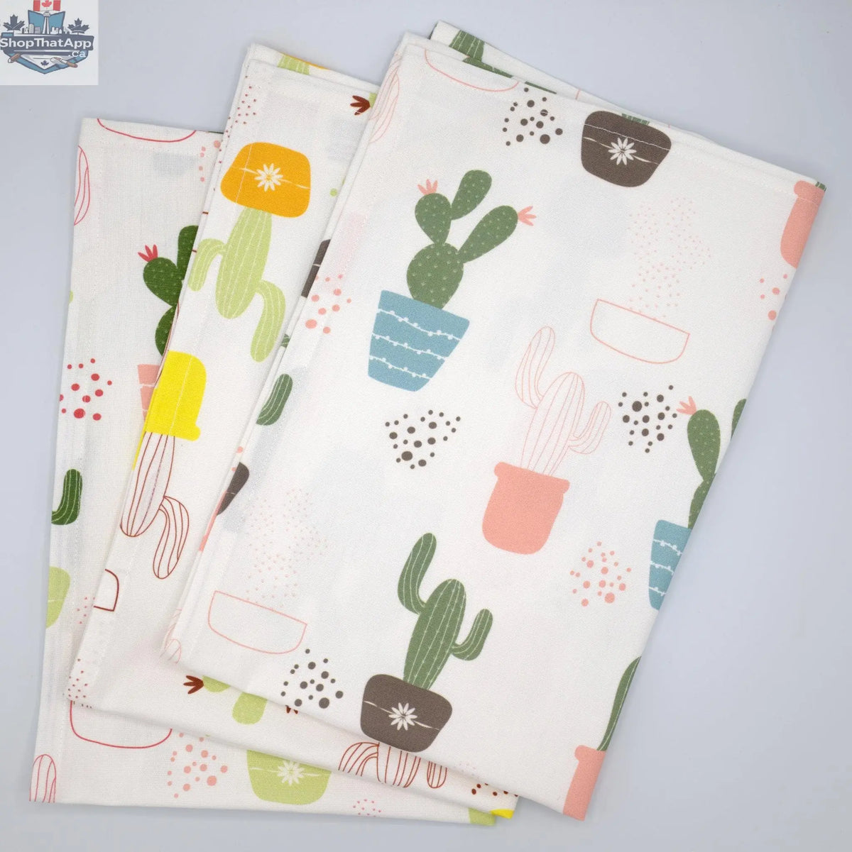 Bright printed kitchen towels featuring cheerful thorny issue design from Hem And Tassel, perfect for adding color to your kitchen.