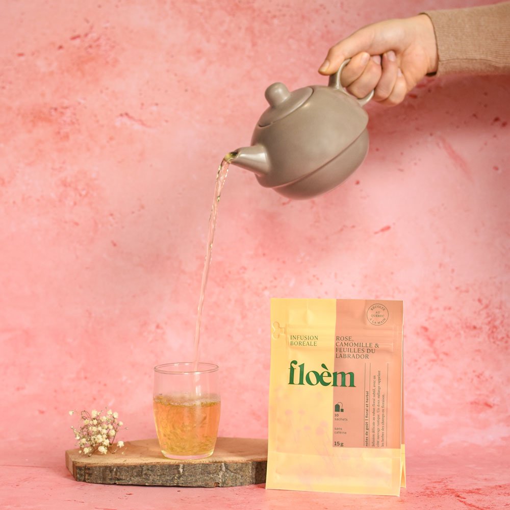 Tisane en sachets Rose, camomille & feuilles du Labrador - Shopthatapp.ca