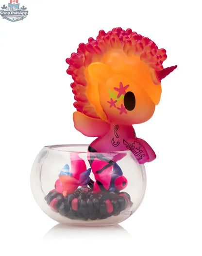 Colorful Neon Reef Mermicorno toy from tokidoki's blind box series, featuring vibrant mermaid unicorn design and bright neon colors.
