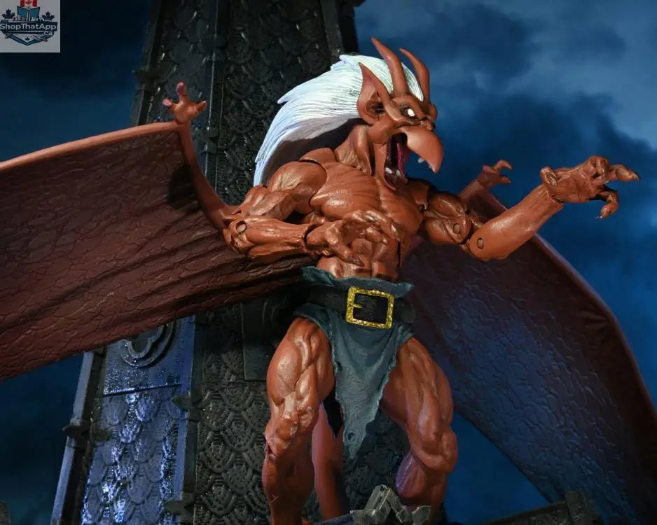 Neca Gargoyles Brooklyn action figure from Disney's Gargoyles series, detailed toy collectible with intricate sculpting and vibrant colors.