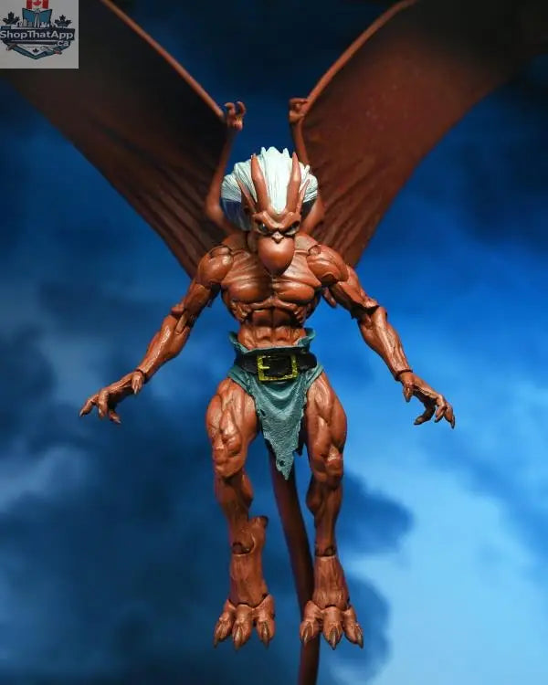 Toy Snowman Neca Gargoyles Brooklyn action figure from Disney's Gargoyles series, detailed collectible toy with wings and medieval armor.