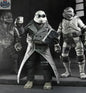 Black and white Teenage Mutant Ninja Turtles action figures in a Toy Snowman Universal Monsters TMNT 4-pack, detailed toy figures.
