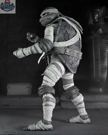 Black and white Teenage Mutant Ninja Turtles action figures from the Universal Monsters TMNT 4-pack by Toy Snowman, posed together.