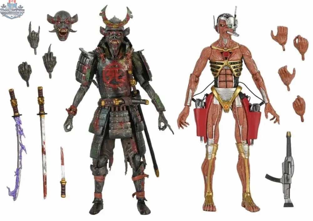 Iron Maiden action figure two-pack by Toy Snowman, featuring detailed collectible figures from the Ultimate Future Past World Tour.